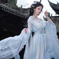 Olive Girl Blue Embroidered Hanfu Dress for Ren Faire 2026 Garden Wedding Fairycore Photoshoot Everyday Wear S-L XS-3XL Plus Size Chinese Heritage Fashion Women