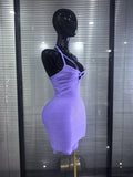 Black Purple Women Sexy V-Neck Sleeveless Bodycon Mini Bandage Dress Nightclub Party Celebrate Cocktail Homecoming Clothing
