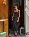 Summer Dress 2-Piece Set Women's Sexy Polka Dot Top Casual Maxi Skirts Sets Casual Party Vacation Y2k Female Dress Set