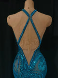 High-Slit Sparkly Sequins Diamonds Dress Birthday Dress Women Sexy Performance Costume Singer Stage Nightclub Outfit