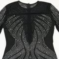 Sexy Mesh Patchwork Bodycon Rhinestone Women Long Sleeve Dress See Through Birthday Party Evening Mini Night Club Dresses