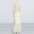 Solid Color Elegant Party Vestido Women'S Spliced Mesh Sequin Slim Long Sleeved Maxi Long Dress