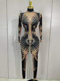 Costume Sparkly Diamond Women Sexy Mesh Jumpsuit Nightclub Bar Party Show Gogo Dancer Clothing Drag Queen Outfit