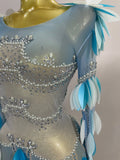 Luxury Sparkly Rhinestones Pearl Leaves Sexy Mesh Long Dress Women Celebrate Party Birthday Wedding Dress Nightclub Stage Outfit