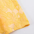 New Embroidery Elegant Yellow Midi Dresses For Women O Neck Sleeveless High Waist Temperament Female Fashion Style Dress