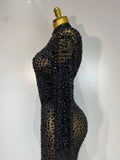 Sparkly Luxury Rhinstones Long Sleeve Elegant Party Dress Women 2025 Performance Stage Outfit Evening Birthday Prom Gown