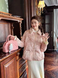 Olive Girl Pink Embroidered Embroidered Jacket for Ren Faire 2026 Garden Wedding Fairycore Photoshoot Everyday Wear S-XXL XS-3XL Plus Size Hand Embroidered Dramatic Silhouette Romantic Editorial Not Costume Chinese Heritage Fashion Women