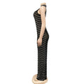 Summer Sexy African Women Wedding Evening Backless Mesh See Through Night Club Maxi Dress Black Gold African Dresses