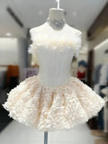 Sexy 3D Floral Mini Dress for Women Sweetheart Neck Sleeveless Fish Bone Tunic Birthday Party Flirty Skirt Female Clothing