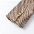 Vintage Notched Collar Blazer Women Single Button Long Sleeve Patch Pocket Check Coats Luxury Winter Fall Elegant Outerwear