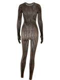 Wmstar Jumpsuit Women Wholesale Fashionable Seamless Striped Jacquard One-piece Long Sleeved One Piece Outfits Drip Shopping