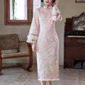 Suede Velvet Chesongam Pink Princess Chinese Style Dress Women Long Qipao Sleeveless Vest Top Spring Festival Hanfu Costume