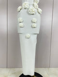 Sexy Fashion White Elegant Strapless Flower Bodycon Long Dress Women Casual Streetwear Club Birthday Party Slim Elegangt Dresses