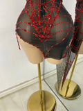 Sparkly Rhinestone Shining Women Sexy Bodycon See Through Irregular Hem Mini Dress Birthday Party Performance Costume