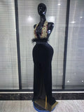 Women Sexy Halter Off the Shoulder Shining Rhinestones Velvet Bodycon Gowns Dress Nightclub Party Celebrate Bar Singer Outfit