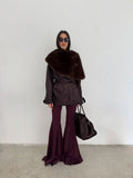 Elegant Fur Shawl Skirt Women's Suit Fashionable Solid Loose Shawl Fitted Fur-Lined Midi Skirt Set Autumn Winter Female