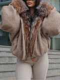 Vintage Pocket Women Jackets Hooded Long Sleeve Chic Loose Jacket for Casual Streetwear Occasion Winter Fashion New