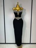 Women Celebrity Sexy Sleeveless Diamonds Maxi Long Bandage Bodycon Dress 2025 Elegant Evening Club Party Birthday Outfit