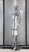 Women's Low-cut Hip-hugging Ruffle Hem Suspender Dress Simple Temperament Party Bandage Performance Dress Vestidos De Graduación