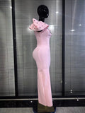 Black Pink Women Sexy Short Sleeve Shining Rhinestones Bodycon Long Bandage Dress Elegant Evening Bithday Party Cocktail Wear