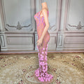 Tie Sleeveless Floral Backless Evening Gown Luxurious Mermaid Dress