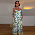 Print Women Dress Strapless Camisole Dress High Waisted Floral Dress Slimming Design Fashion Wear Daily Style