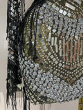 Luxury Evening Party Birthday Nightclub Photo Shoot Wear Sexy Mesh Sparkly Diamonds Sequin Tassels Long Sleeves Sheer Mini Dress