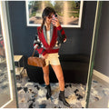 Printed Women Outerwear Tassel V Neck Knit Cardigan Cropped Knit Sweater Loose Drop Shoulder Cut Daily Fashion Wear 2026 Autumn