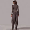 Sexy Hot Girl Solid Color Jumpsuits for Women Round Neck Long Sleeve Backless Side Split Streetwear Jumpsuit Female