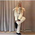 Ski Parkas Coat Jacket Women Zipper Belts Thicken 2025 Winter Skiing Cotton Lapel Snow Female Skiwear Outdoor Street Outwear Top
