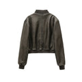 Women's Jacket New Vintage Imitation Leather Bomber Jacket Coat Top Women's Style