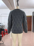 Women's Cable Knit Sweater V Neck Long Sleeve Oversized Loose Chunky Twist Pullover Tops Casual Autumn Retro Commute Top