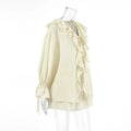 New Casual Shorts Two-piece Set Women's Ruffled Loose Tie Top Simple Shorts Set Office Lady Summer Female Shorts Set