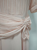 Art Exhibitions Pink Pleated Maxi Dress for Women Puff Sleeve Twist Waist Accent Pleated Bodice for Wedding Guest