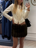 Elegant Folds Women Jackets Stand Collar Long Sleeve Fitted Jacket for Commute Weekend Outing Wear Fashion Autumn