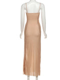 High Splits Tassels Maxi Dress Women Sexy Patchwork v-Neck Backless Sexy Zipper Elegant Banquet Skinny Party Vestidos