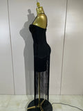 Elegant Prom  Evening Party Luxury Birthday Wedding Guest Dresses Women Sexy Shiny Crystals Tassel Bodycon Long Bandage Dress