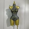 Sparkly Diamond Sexy Mesh Stretch Bodysuits Women Evening Nightclub Bar Party Show Gogo Dancer Clothing Stage Costume