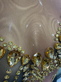 Sexy Sparkly Diamonds Sleeveless See-Through Long Dress Women Birthday Celebrate Evening Party Photo Shoot Stage Costume