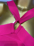 Women Sexy Backless Pink Bodycon Mini Bandage Dresses Elegant Evening Party Luxury Birthday Nightclub Cocktail Prom Gown