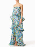 Solid Loose Spliced Printing Dresses for Women Square Collar Sleeveless French Romantic Dress Female Summer Fashion Style
