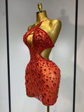 New Arrival Women Sexy Backless Hollow Out Diamond Evening Prom Gown Birthday Luxury Celebrate Stage Nightclub Outfit
