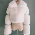 Solid Temperament Fur Coats For Women Lapel Long Sleeve Patchwork Zipper Slimming Jackets Female Fashion Style New
