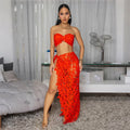 Women Sexy Lace Bikinis Sets Summer Vacation Beach Holiday Swimwears Bra+underwear + Skirts 3-piece Sets Night Club Outfits