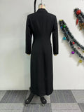 Fashion Women OL Work Double Breasted Notched Long Sleeve Maxi Dress Spring Sexy Night Elegant Party Street Long Dresses