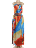Colorful Print Dress Woman Sexy Wrap Chest Backless High Splits Summer Holiday Beach Party Elegant Style Long Bodycon