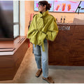 Women Short Trench Coat Lapel Collar Belt Waist Cinched Oversized Long Sleeve Windbreaker Jacket Shoulder Epaulets Spring Autumn
