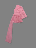 Pink Turtleneck Sleeveless Sexy Mini Dress For Women Fashion Irregular Folds Short Dress Femme Elegant Club Party Dress