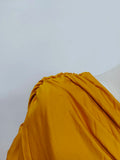 Solid Spliced Folds Dresses for Women Slash Neck Shoulder Cuff High Waist Temperament Dress Female Fashion