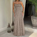 Jacquard Chiffon Long Dress Women's Backless Bandage Dresses Summer Evening Wedding Guest Green White Burgundy Pink Graduation